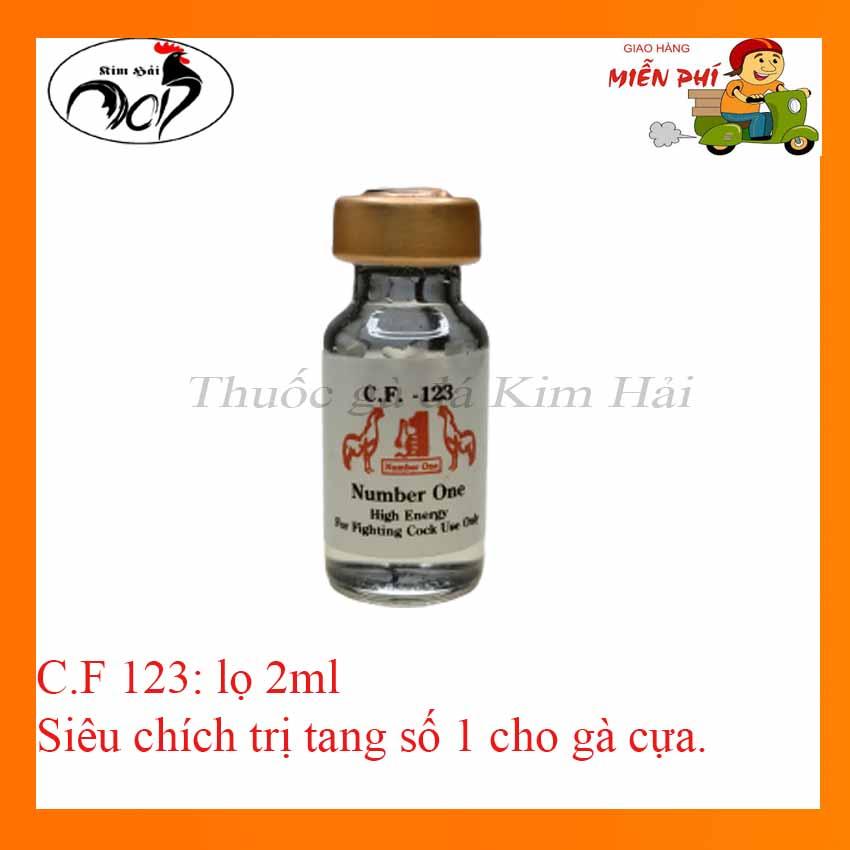 thuốc gà đá-C.F 123-[lọ 2ml]-[dạng chích]-tang siêu hiệu quả dành cho gà cựa.(tặng kèm kiêm tiêm)