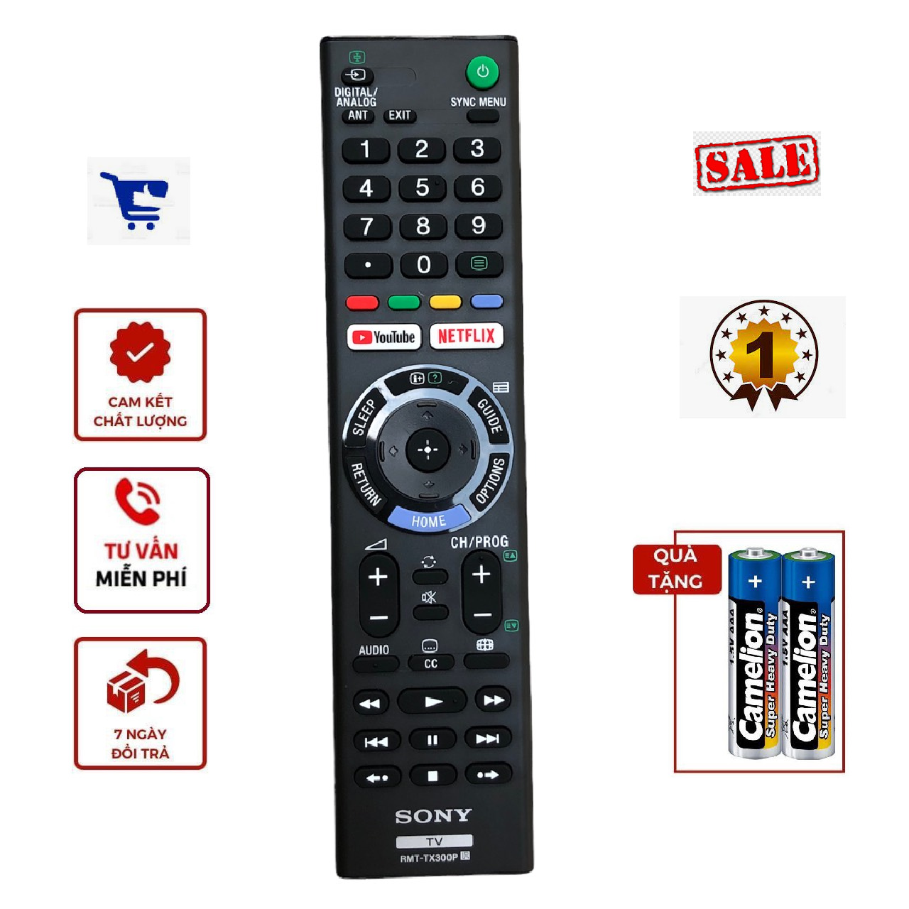 Điều khiển tivi Sony TX300p chính hãng, Remote tivi sony RM-TX300p hàng mới xịn - tặng kèm pin
