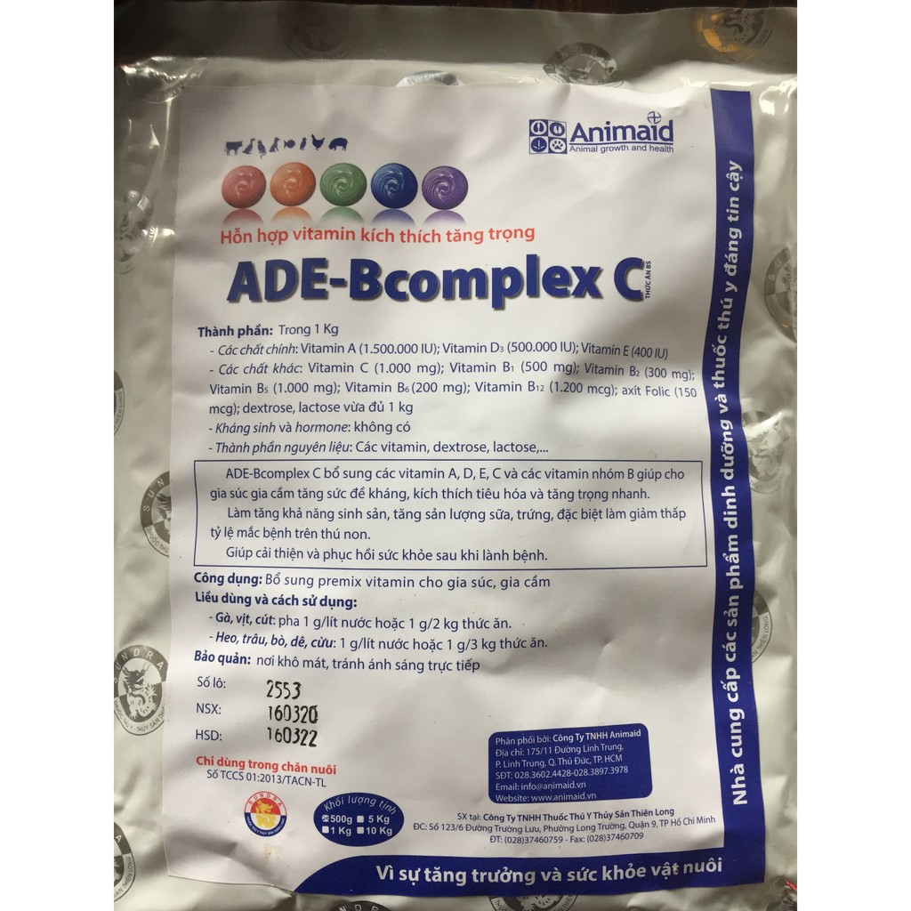 ADE BCOMPLEX C 500g/bì và 1kg. thuốc bổ cho gà đá.