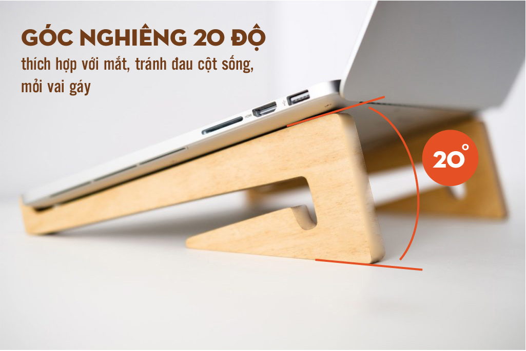 Giá kê macbook, Kệ laptop bằng gỗ thông dạng cữ V NGON - BỔ - RẺ