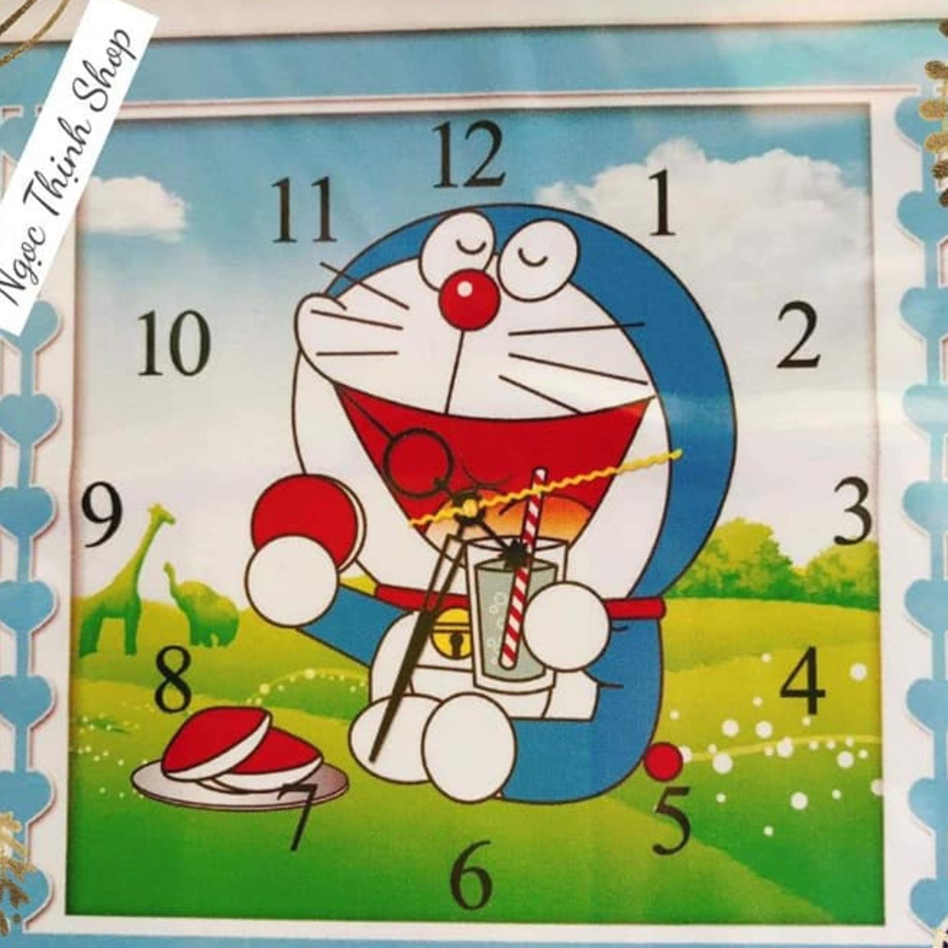 Tranh Đính Đá Đồng Hồ Doremon 77467-37x37Cm