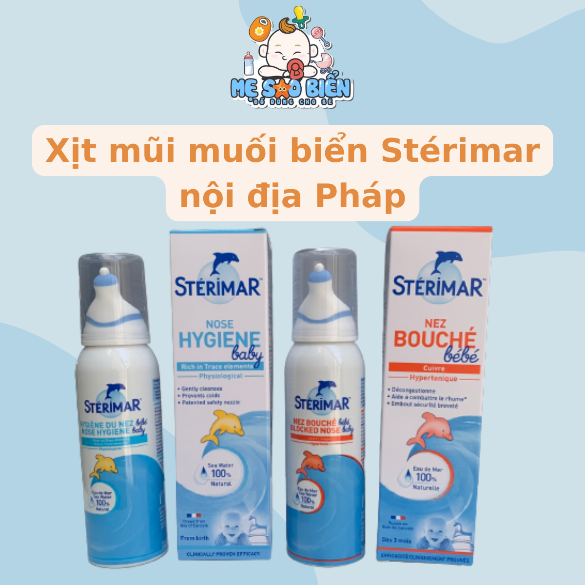 Xịt mũi muối biển cá heo Sterimar nội địa Pháp