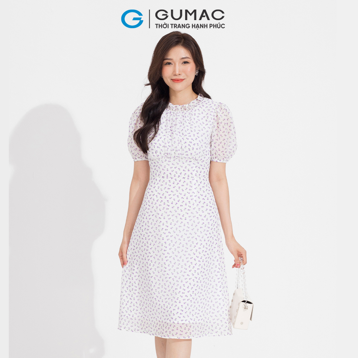 [SALE MẠNH] Đầm cổ bèo nhún GUMAC DD05087