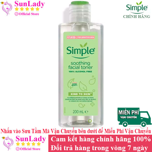 Nước hoa hồng Simple Kind To Skin Soothing Facial Toner 200ml chính hãng