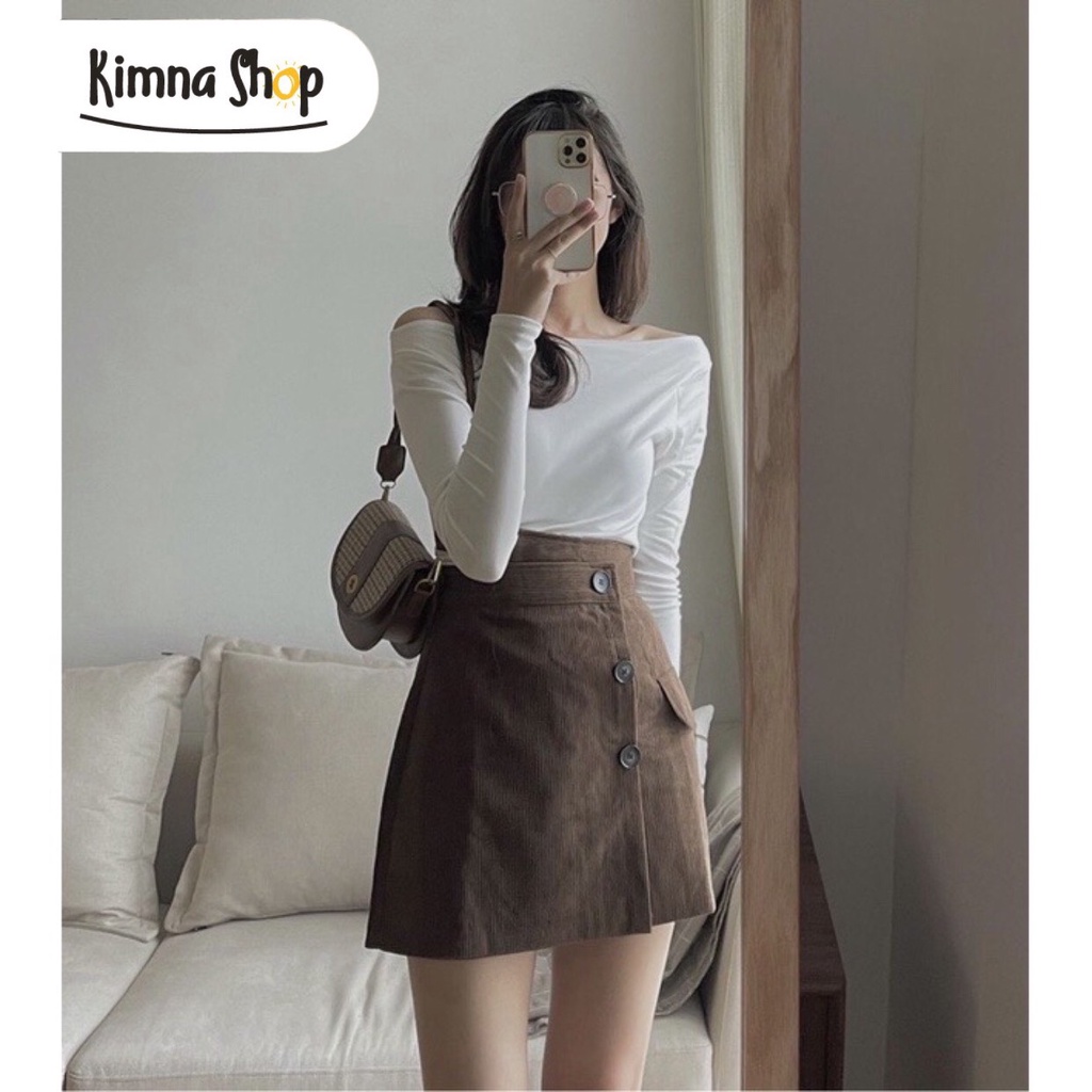Áo Trễ Vai Tay Dài Chất Thun Tăm Co Giãn