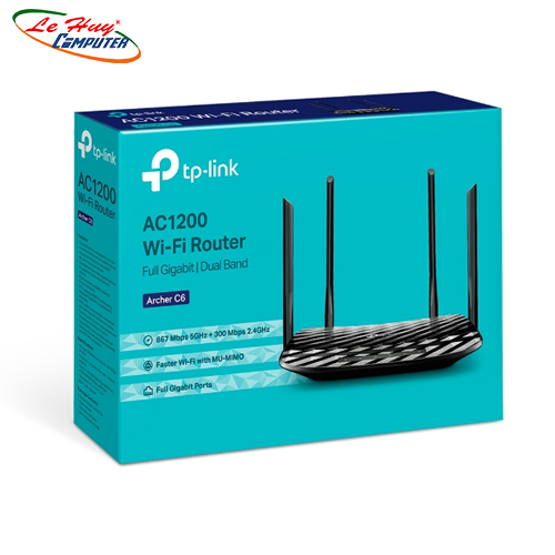 Bộ phát wifi tp link archer c6 v2 wireless ac1200mbps, lan gigabit, mu-mimo