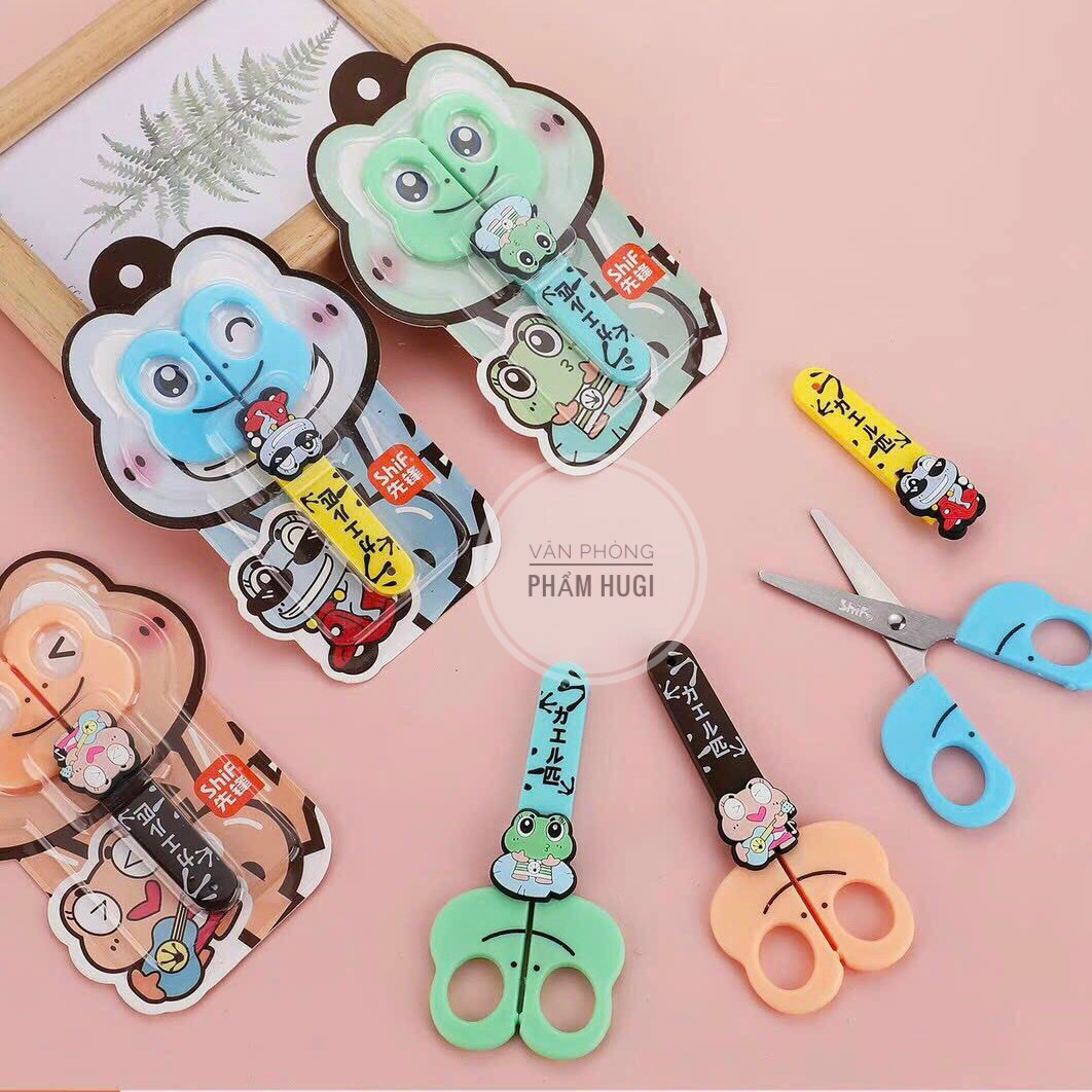 Kéo Cắt Giấy Thủ Công Shif (Loại tốt) dễ thương cho học sinh có nắp đậy an toàn