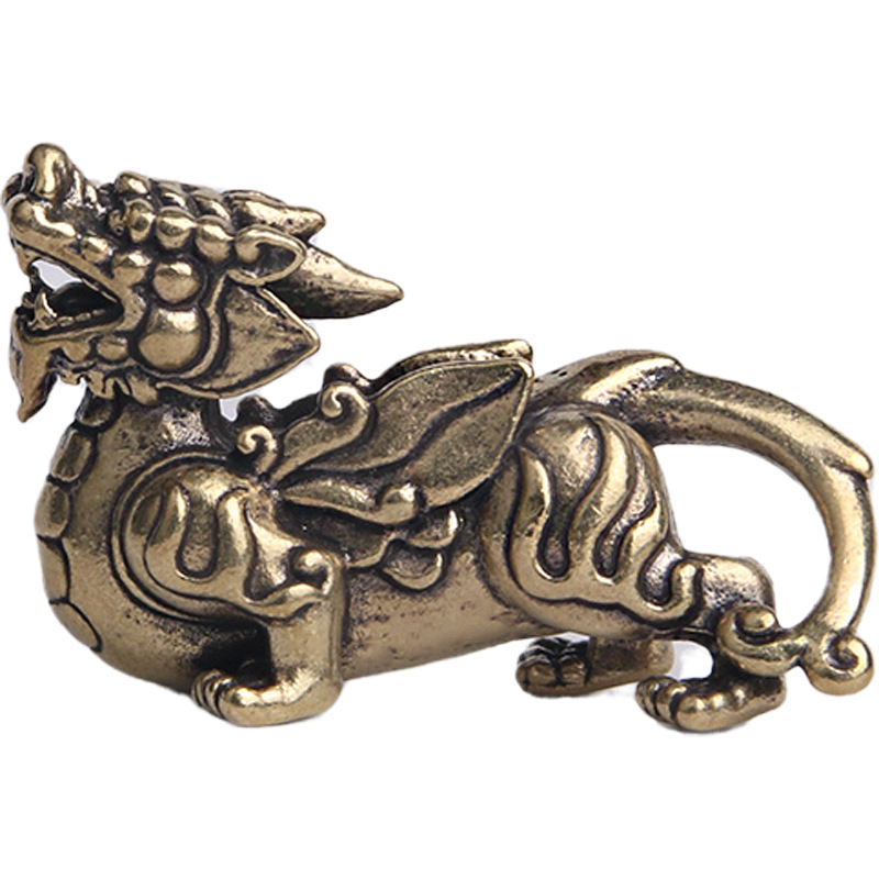 Tượng Nhỏ Bằng Đồng Hình Kỳ Lân (Kích Thước: 5.2 x 3.3cm)