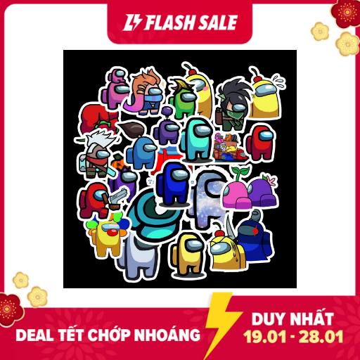Sticker Among Us set 30-60 ảnh decal hình dán ép lụa