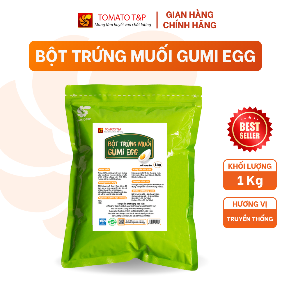 Bột Trứng Muối Gumi Egg dùng để làm sốt trứng muối, làm bánh, lắc gà rán - Gói 1Kg - Tomato T&P