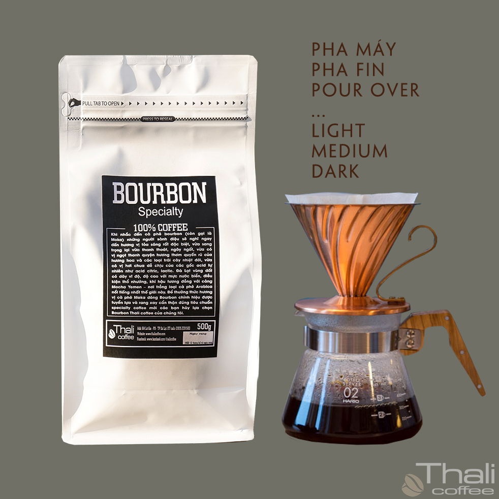 cà phê sạch nguyên chất, bourbon 500g