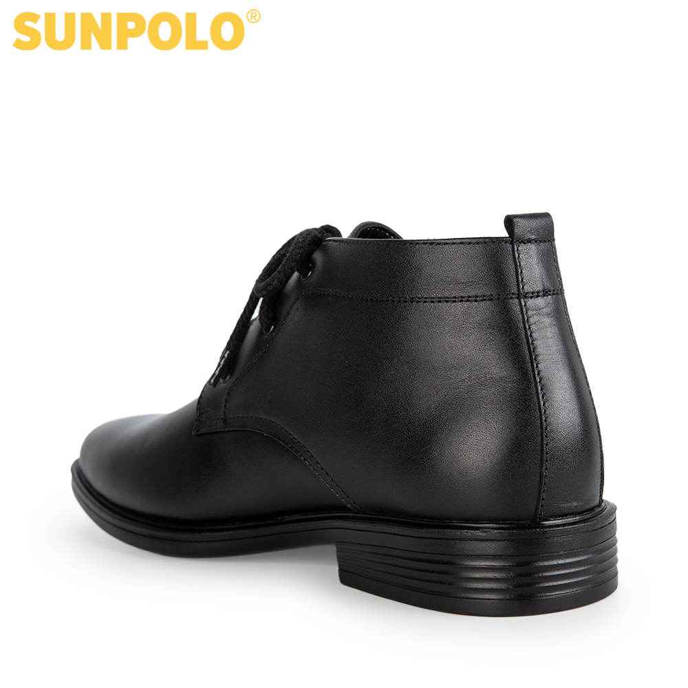 Giày Boot Nam Da Bò SUNPOLO Cột dây BOOT03 (Đen)