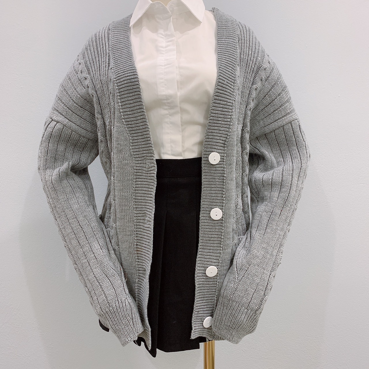 Áo Cardigan Len Dáng Dài Vặn Thừng Form Rộng