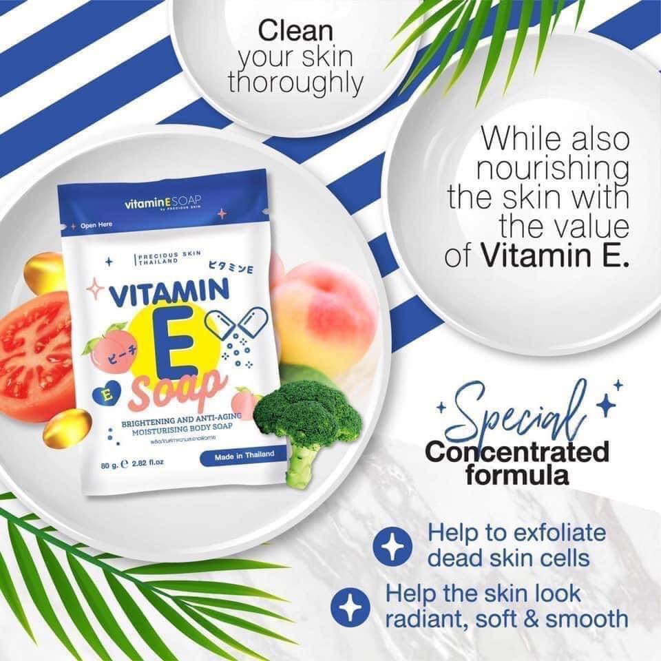 [Sẵn Shop] Soap Xà Phòng Trắng Da Body Vitamin E Thái Lan 100g