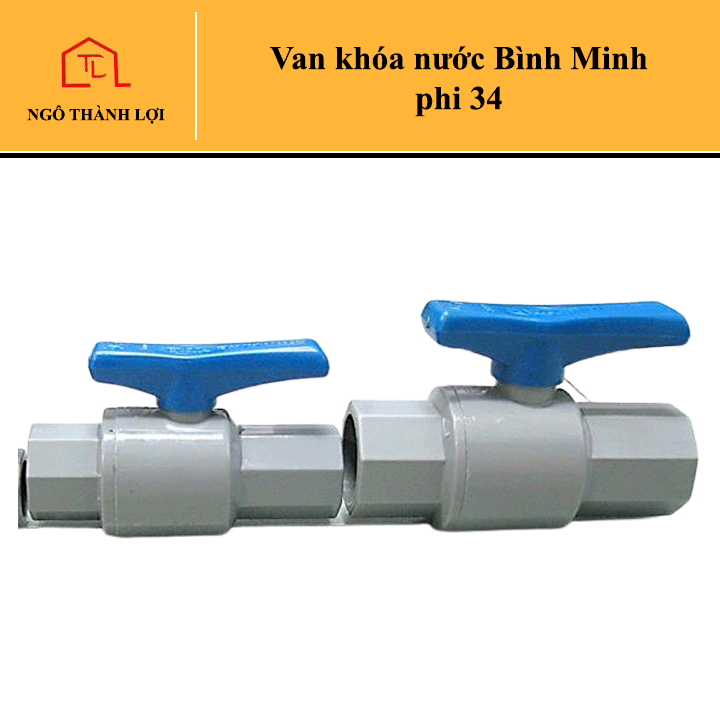 Van khóa nước nhựa phi 21,27,34, van khóa nước cao cấp Bình Minh, van cầu khóa được 2 chiều