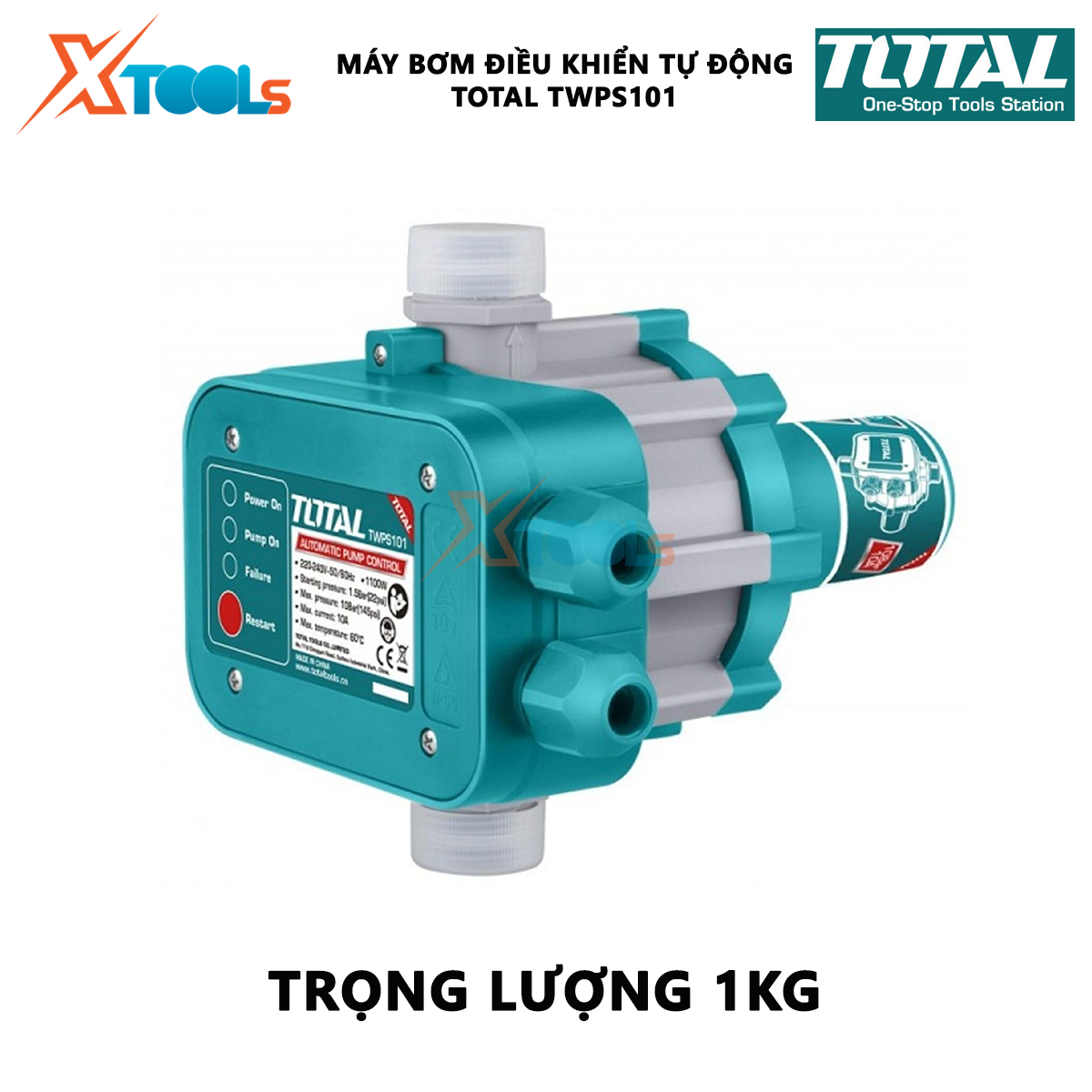 Rờ le tự động máy bơm nước điều khiển tự động TOTAL TWPS101 Áp suất tối đa 10 bar 10A Vít nốI đầu vào G1 (+), đầu ra G1 (-), thiết bị hệ thống thủy lực, khí nén, nước [XTOOLs MALL]