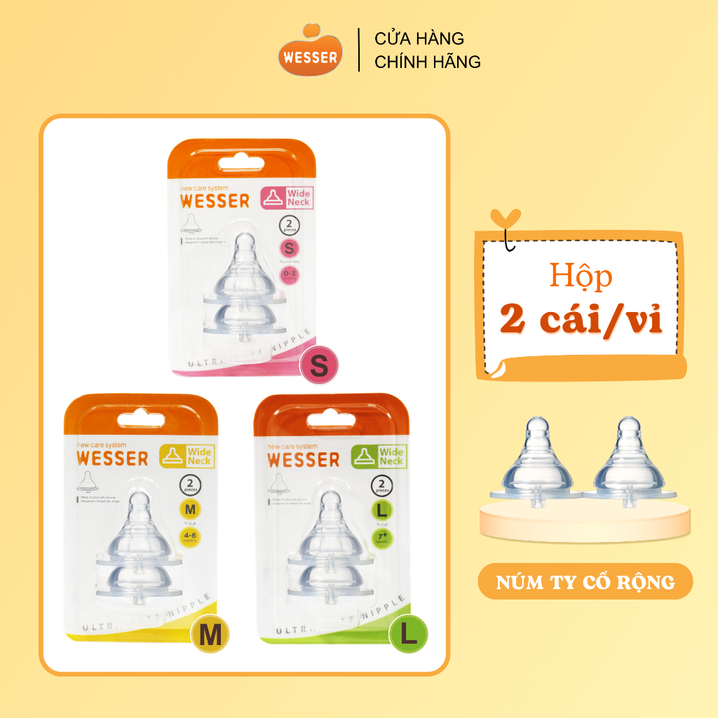 Núm vú cổ rộng siêu mềm WESSER PP/PPSU