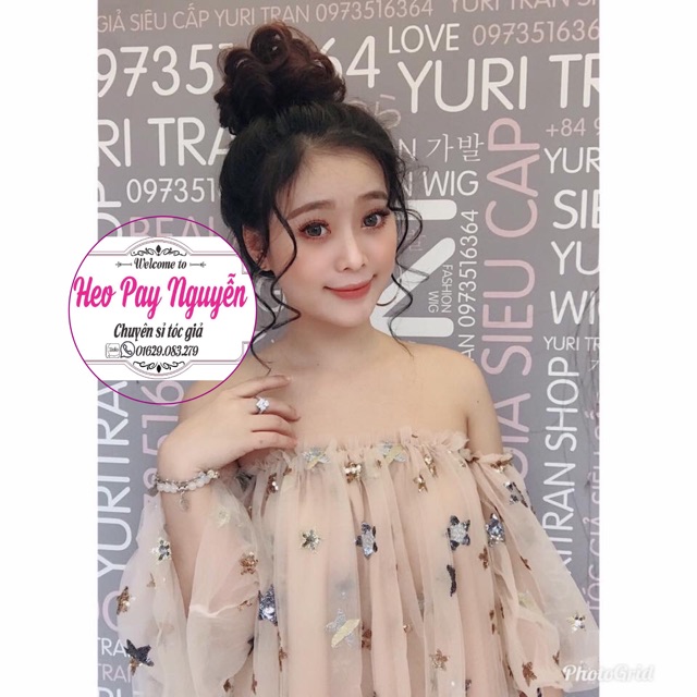 Tóc giả búi - Tóc giả búi cột xoăn