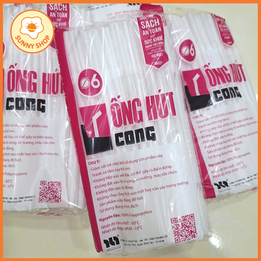 Ống Hút Trắng Đầu Bẻ Cong Phi 6 (bịch 80 cái) loại tốt