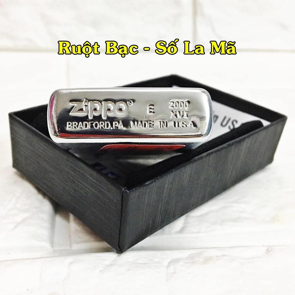 Hột Quẹt Bật Lửa Zippo U.S.A Số La Mã Bạc Xước( Có tem đỏ )