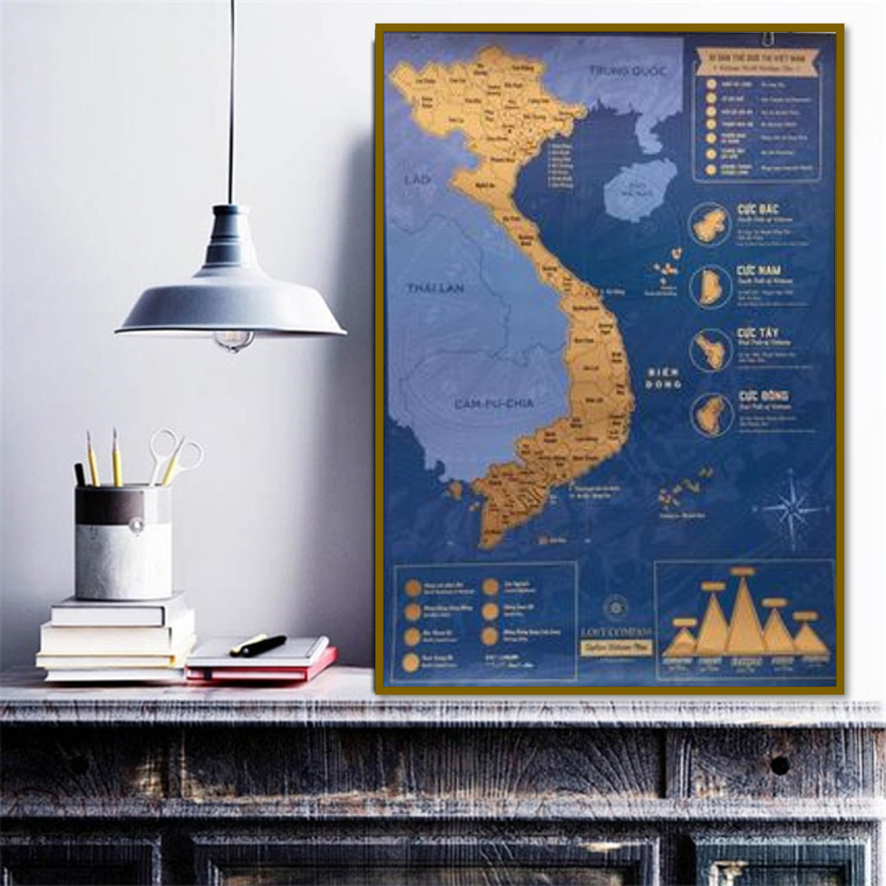 Vietnam Scratch Art Poster Royal Blue Edition