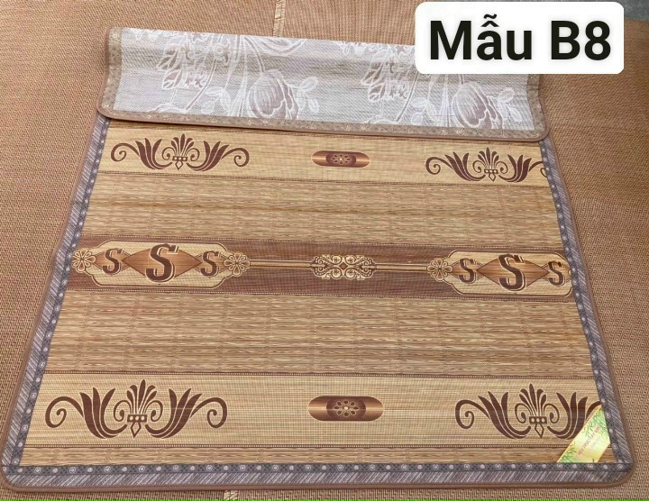 Chiếu trúc tăm vân gỗ in hoa đế lụa ,chiếu trúc tây bắc,chiếu nan mộc đẹp đế lụa ,chiếu tăm tre cây lót lụa hàng chất lượng chuẩn loại 1 mát lạnh,chiếu trúc tăm tre cao cấp.