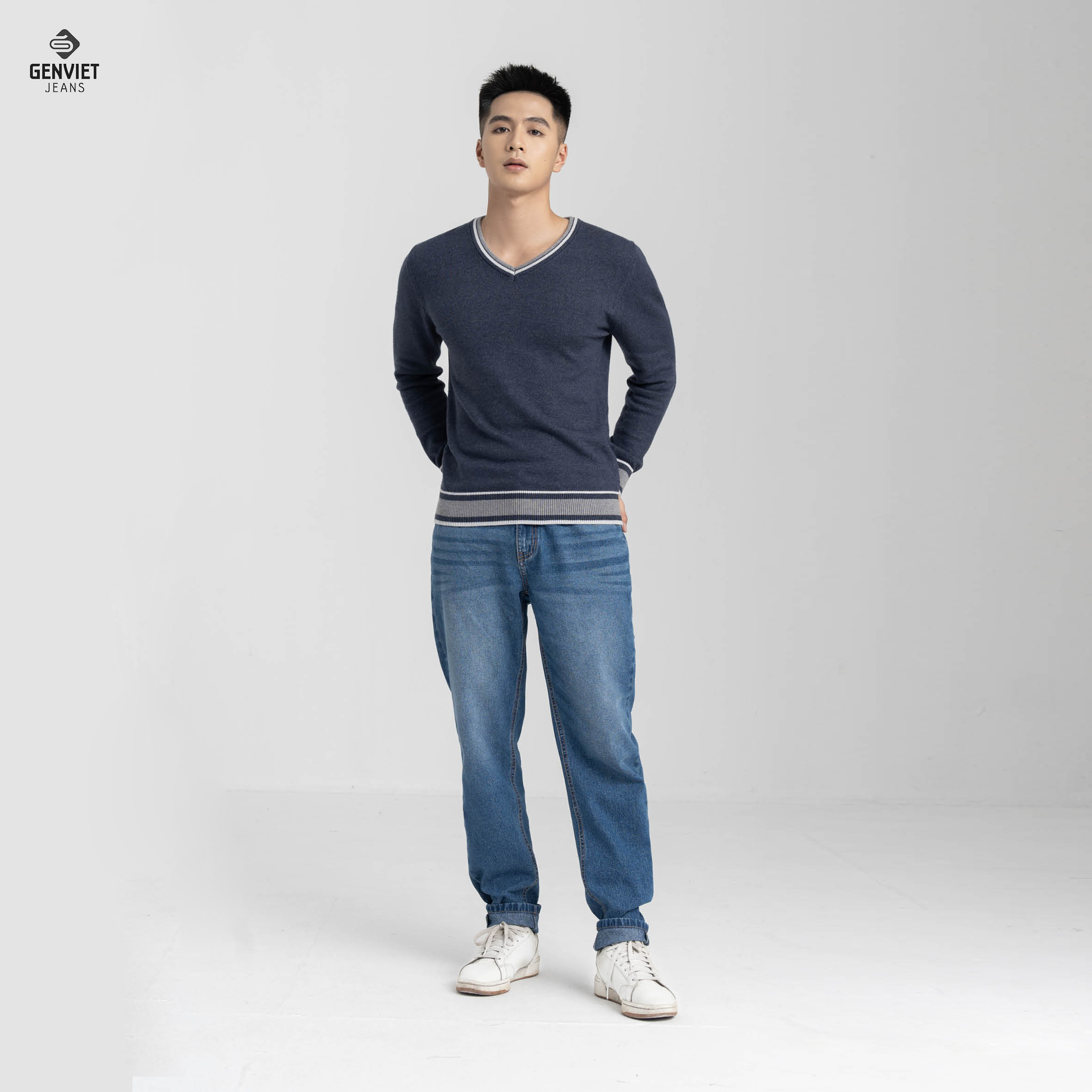 Quần Jeans Nam GENVIET JEANS Quần Bò Denim Col Thụng T1104J8013