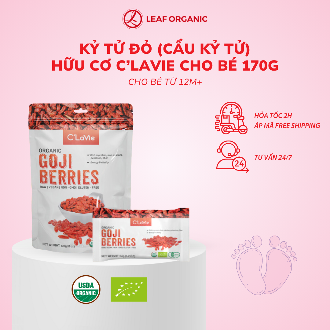 Kỷ Tử Hữu Cơ C'Lavie 170G (34G X 5 Gói)/ Hắc kỷ tử 100G - Leaf Organic HCM