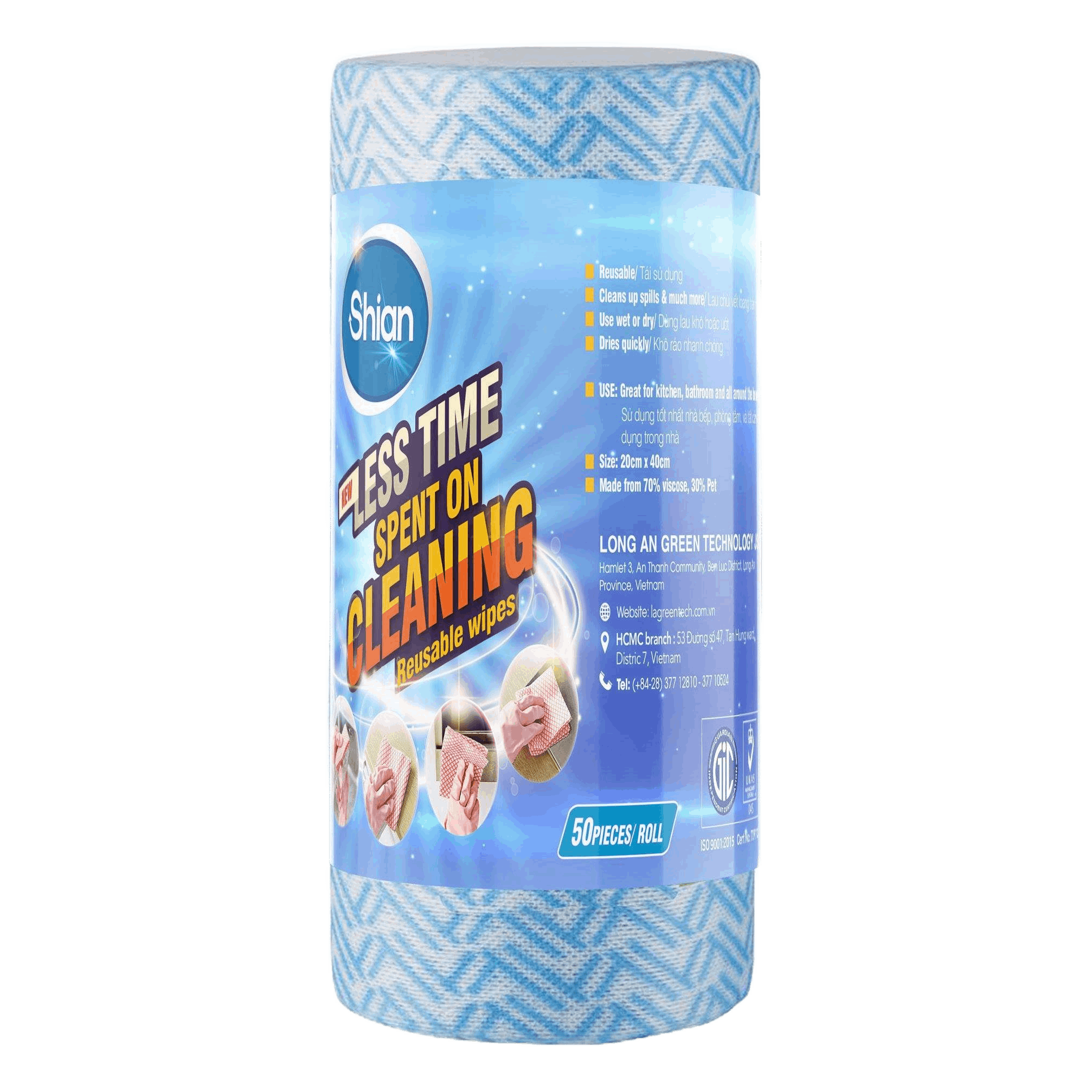 Towel Roll dry multi-purpose Shian tough, durable, ergonomic, wipe maps used kitchen, toilet door-roll 50 sheets