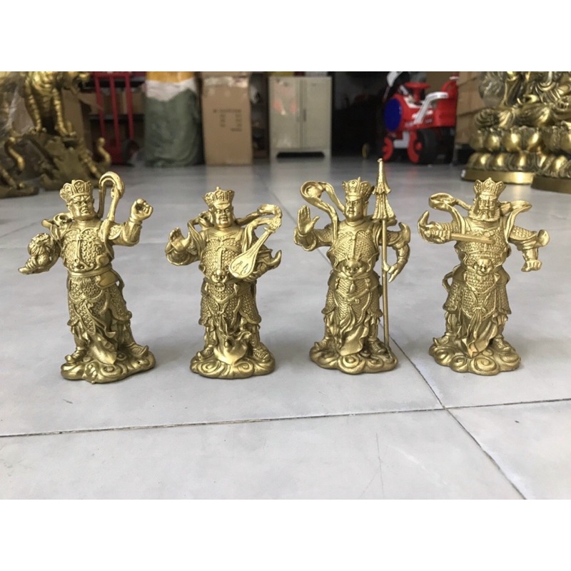 Tư đại thiên vương thiên tướng bằng đồng Tượng đồng tứ đại thiên vương thiên tướng cao 12cm