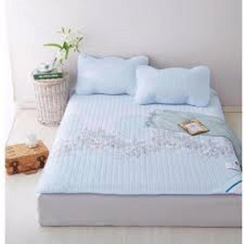 Chiếu điều hòa cao cấp Tencel 160cm tặng kèm 2 vỏ gối - hàng nhập khẩu (xanh hoa) (\tBQ241-XANHHOA-160CM)