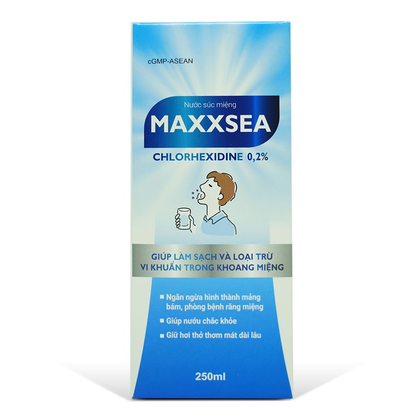 Nước súc miệng MAXXSEA [Chai 250ml] - Chlorhexidine kháng khuẩn [maxsea, listerine, betadine, kin]