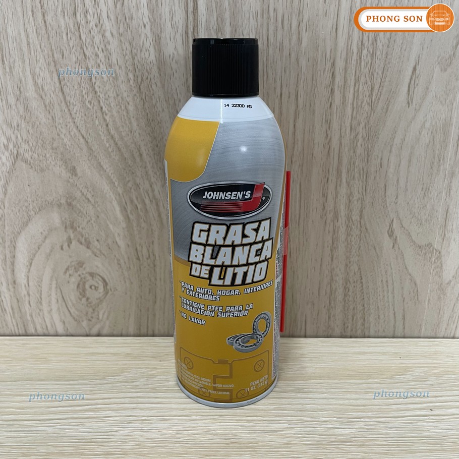 Chai xịt mỡ bôi trơn đa dụng Johnsen White Lithium Grease (mỡ bò nước Johnsen)