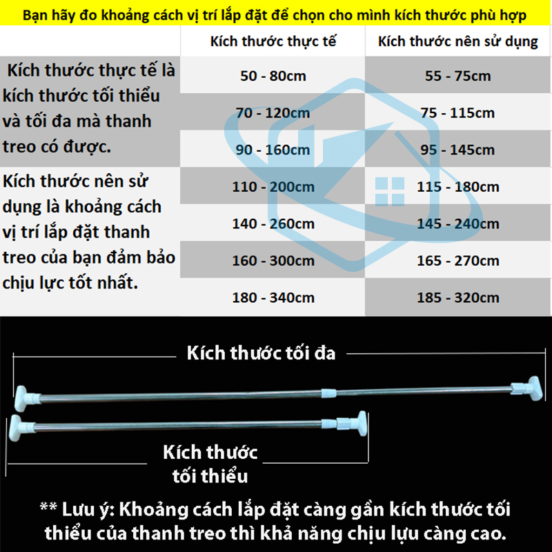 Thanh treo rèm không cần khoan Davia 160cm - 4m