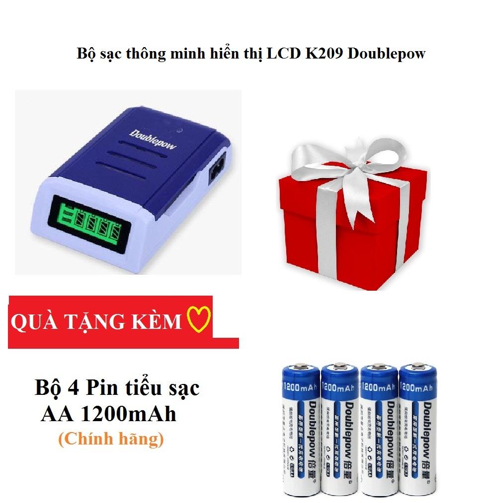 Bộ sạc thông minh Doublepow K209 tặng kèm 4pin sạc AA dung lượng 1200mAh