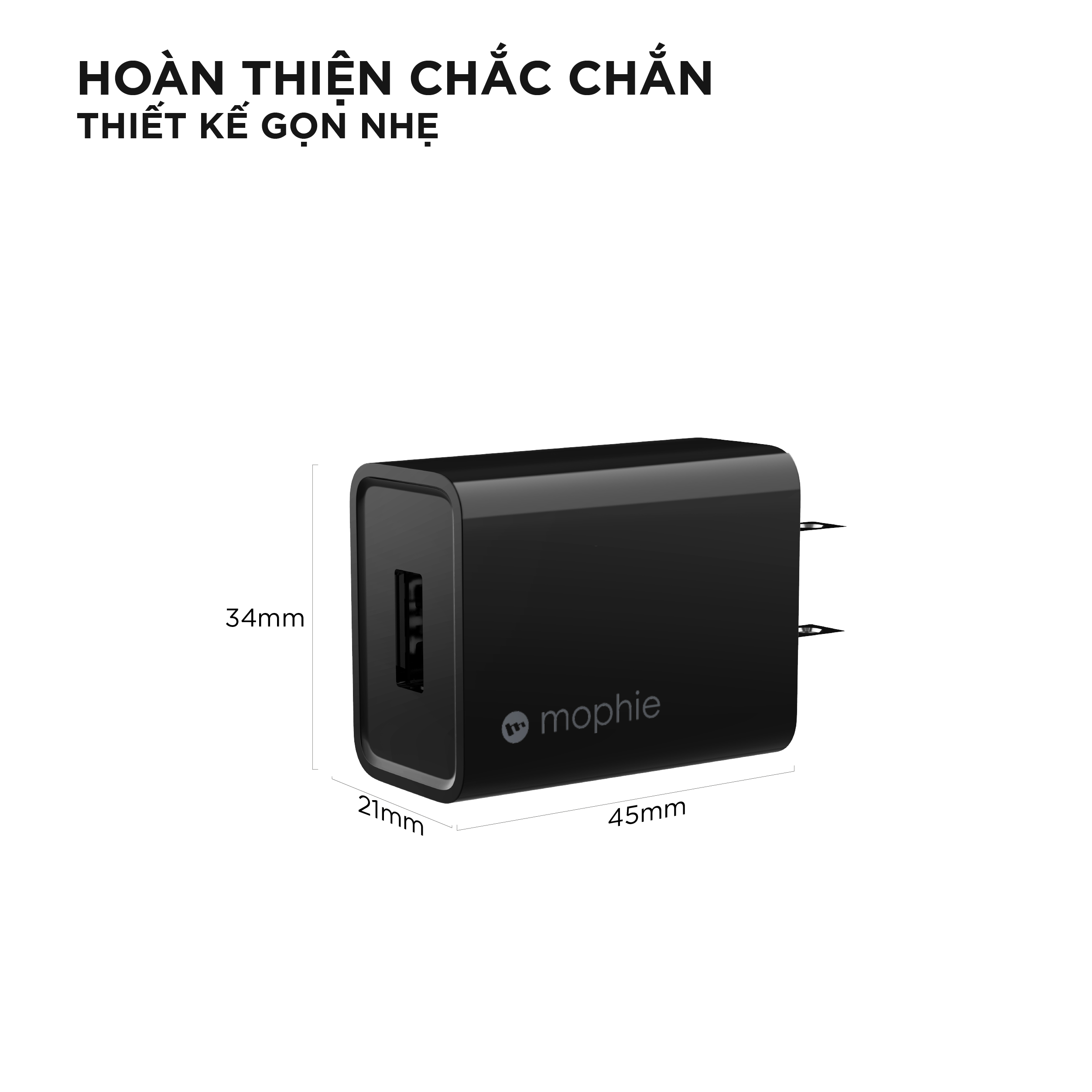 Sạc MOPHIE 10W 1 cổng USB-A công suất 5V-2A