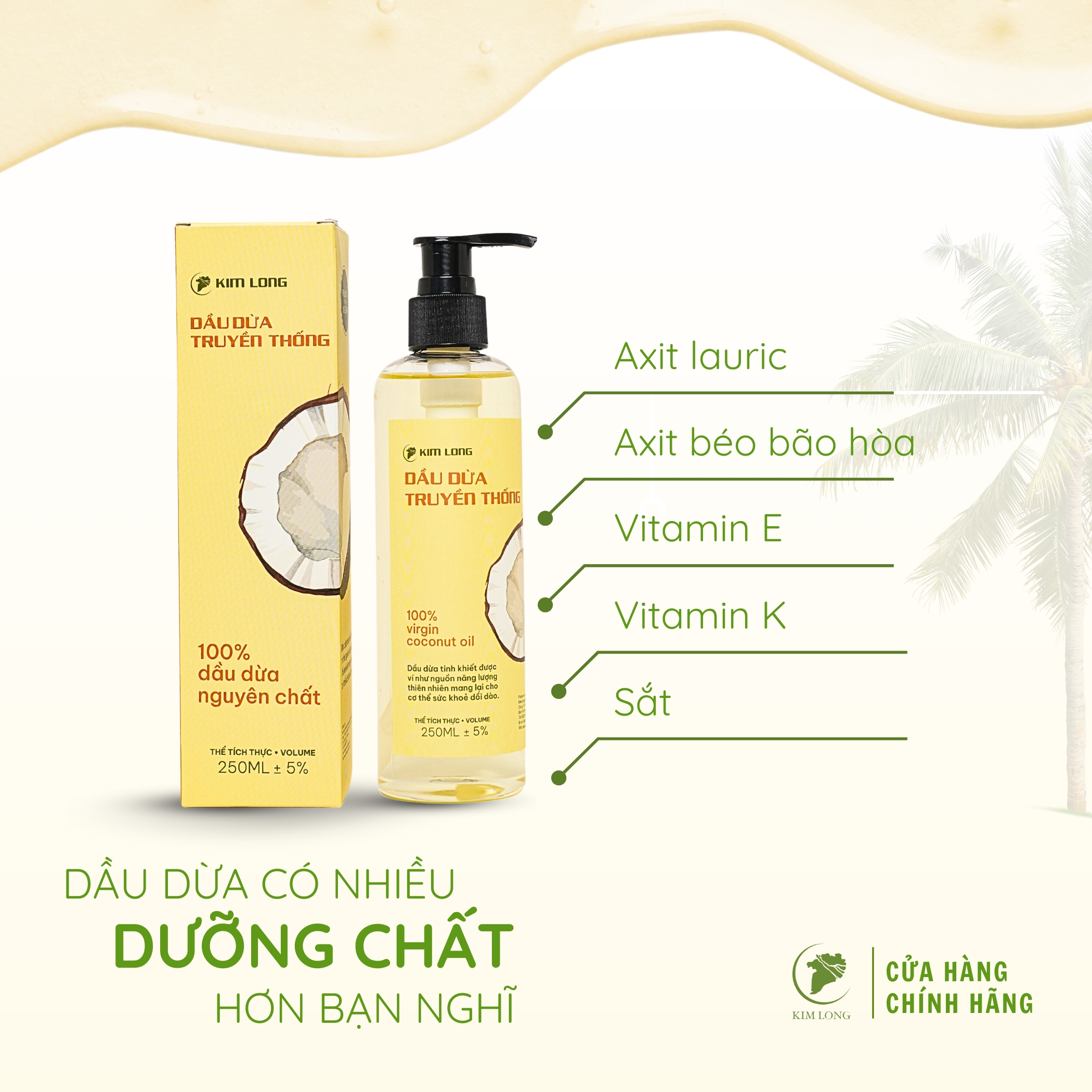 Dầu dừa nguyến chất 100% Bến Tre - Coconut oil extra virgin - Thuần chay