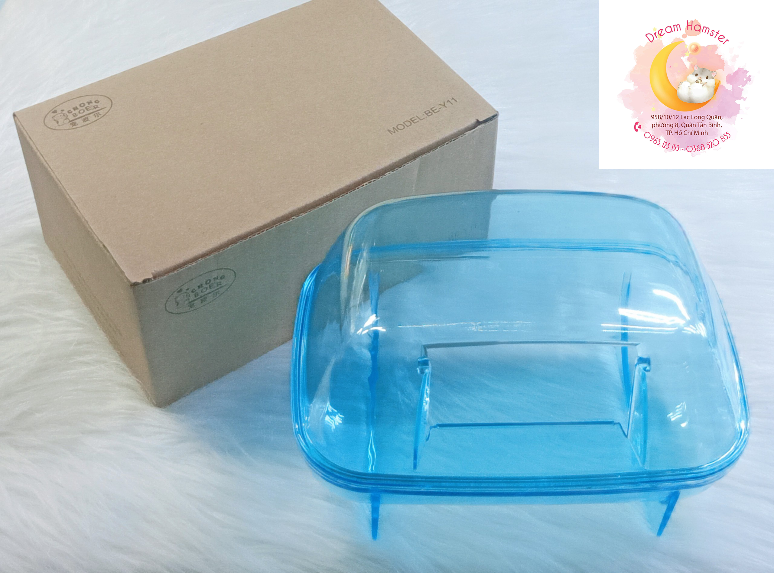Nhà tắm mica vuông size đại cho hamster