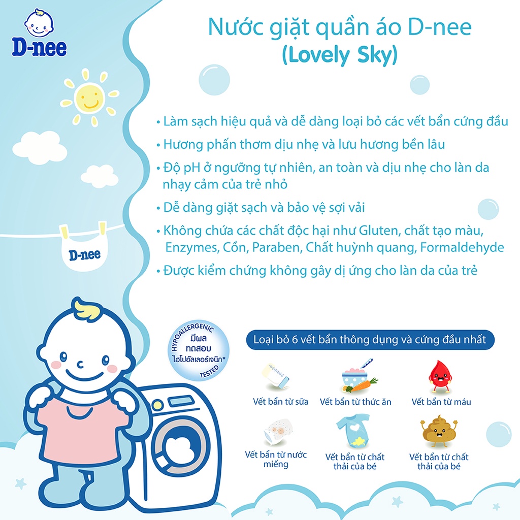 Nước giặt quần áo em bé D-nee Xanh 960ml
