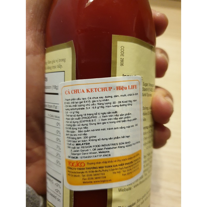 Tương cà ketchup Life 330g