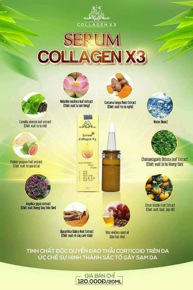 Serum Khử Nám, Mụn, Thâm Collagen X3 20ml