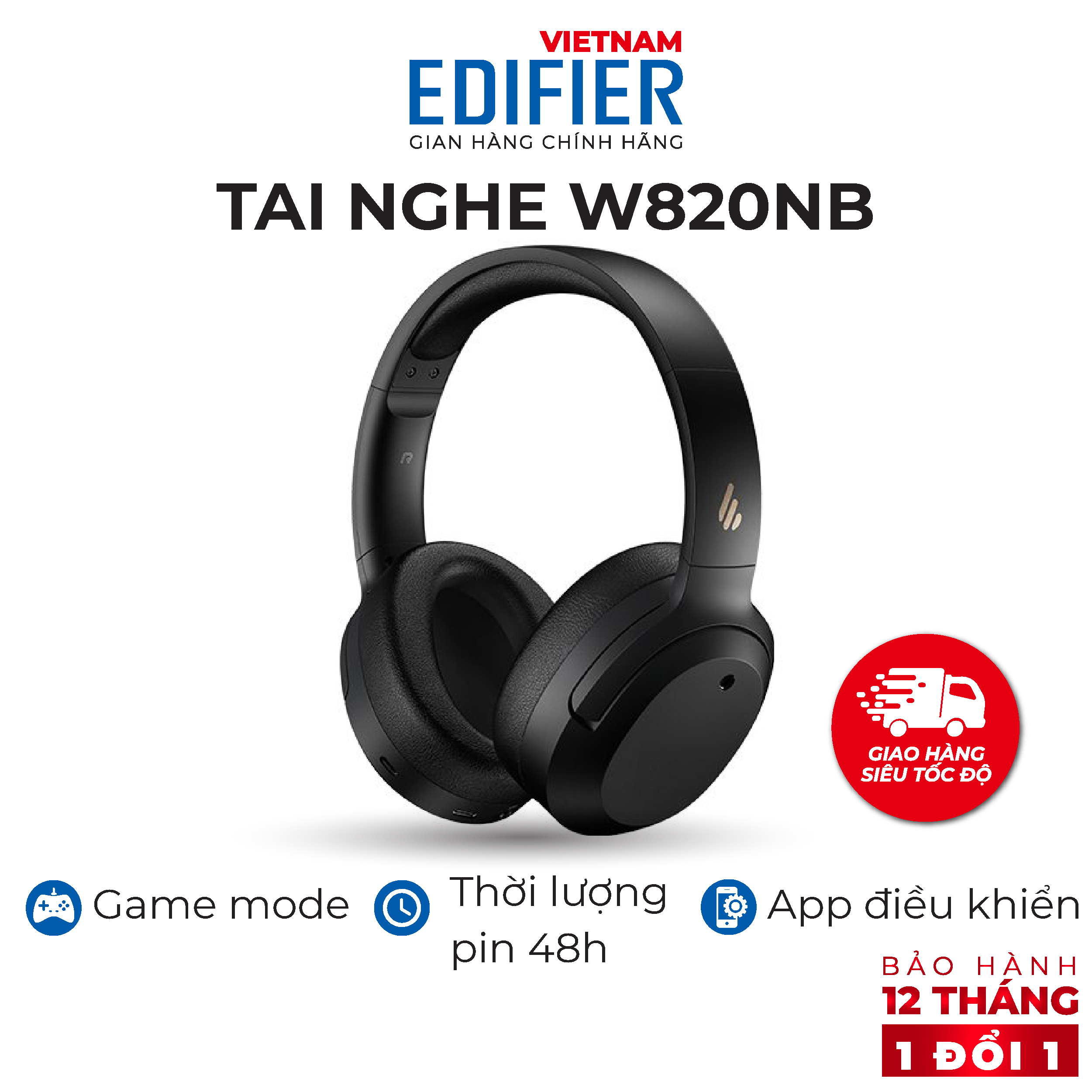 Tai nghe chụp tai Bluetooth 5.0 EDIFIER W820NB Over-ear HI