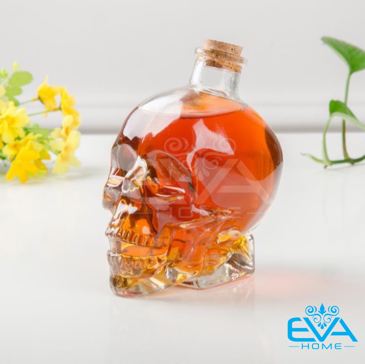 Bình Thuỷ Tinh Kiểu Dáng Đầu Lâu Nắp Nút Gỗ 100 Ml - Bình Đầu Lâu Nút Bần Nhí M1321