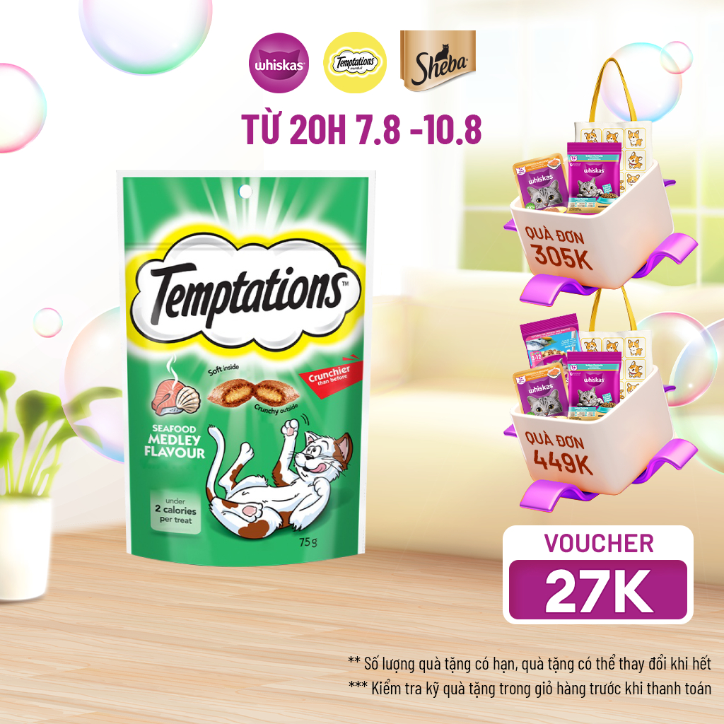 Bánh thưởng cho mèo Temptations vị hải sản