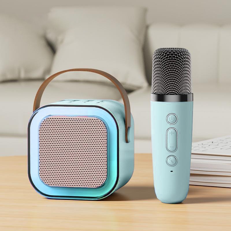 ( TẶNG KÈM 2 MIC HÁT ) Loa bluetooth K12 Không Dây mini Kèm 2 Micro Thiết Kế Nhỏ Gọn Tiện Dụng - Vừa Kết Nối Loa Nghe Nhạc , Vừa Kết Nối Mic Hát Karaoke