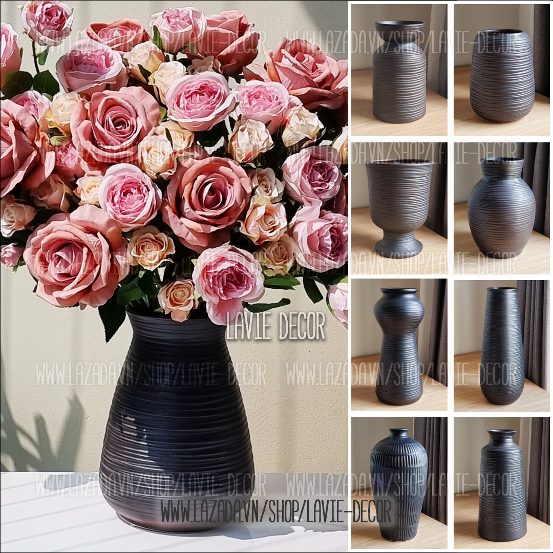 Lọ hoa gốm sứ men đen Bát Tràng