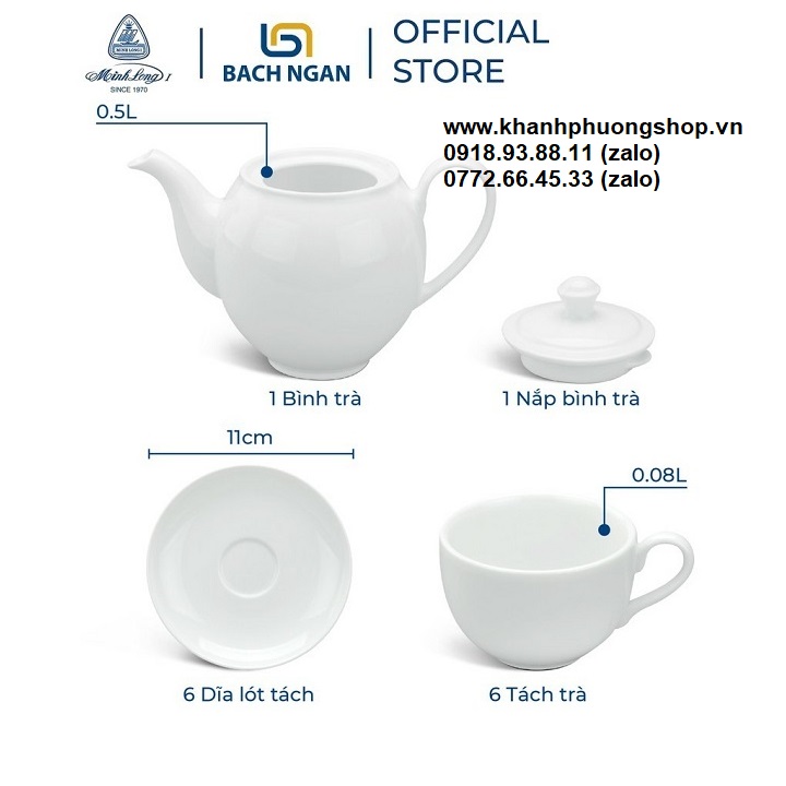 bộ ấm trà gốm sứ Minh Long - bộ ấm trà