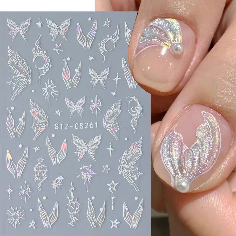 Sticker Dán Móng Tay Hình Bướm 5D Lấp Lánh