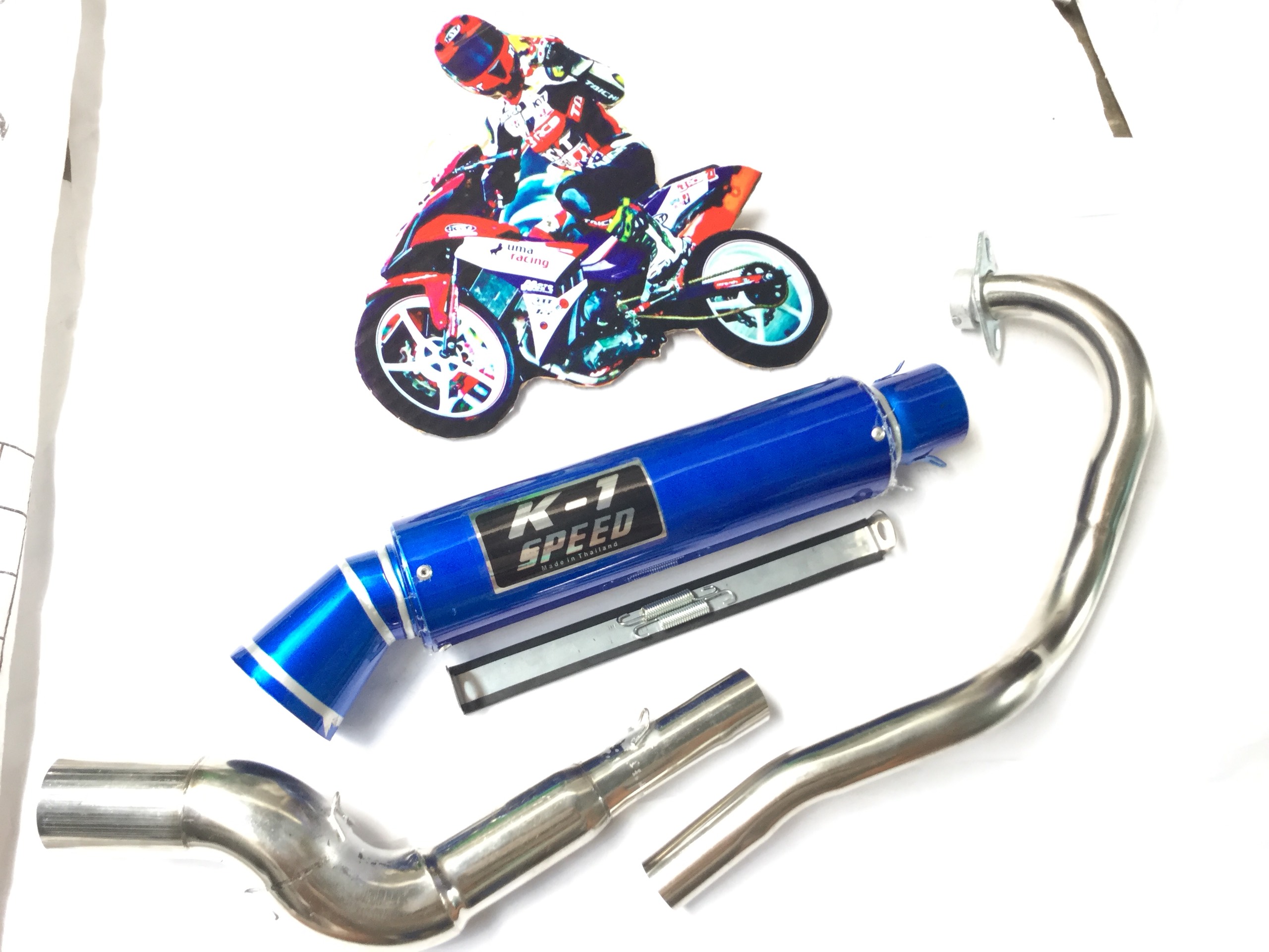 Pô k1 vip xanh - cổ cong 2 khúc đá exciter 150