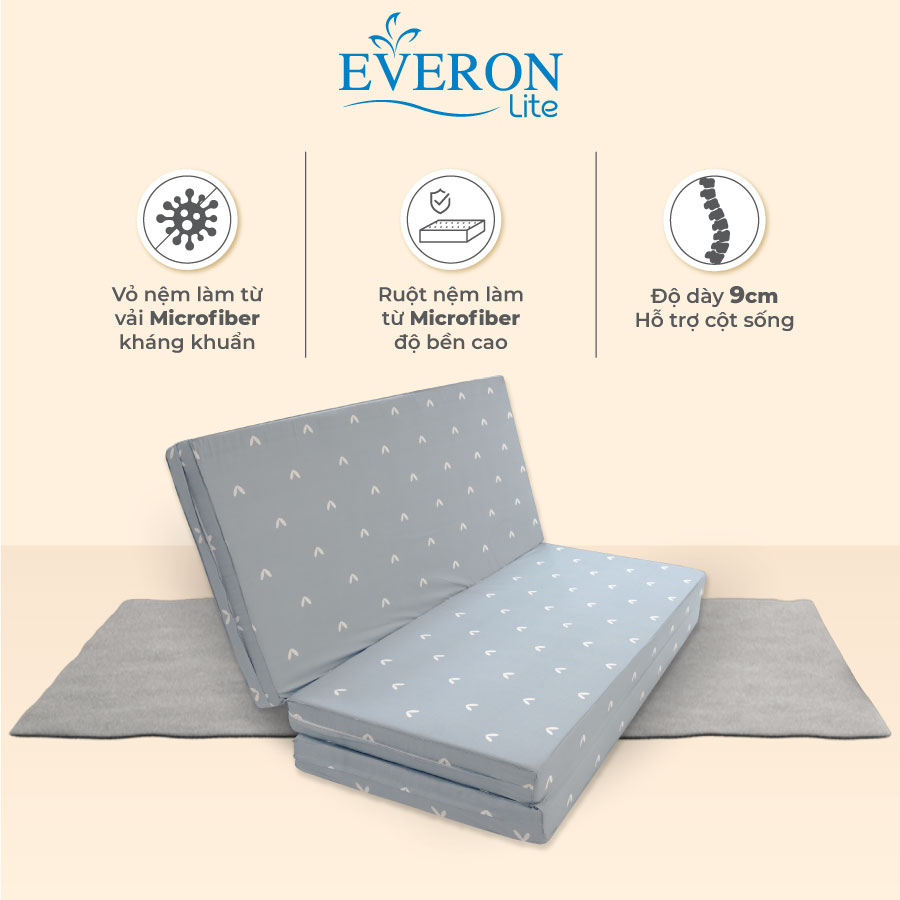 Nệm Bông Ép Gấp 3 Everon Lite, bảo hành 5 năm